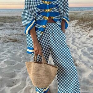 Women’s Fish Print Top and Wide Leg Pant set.